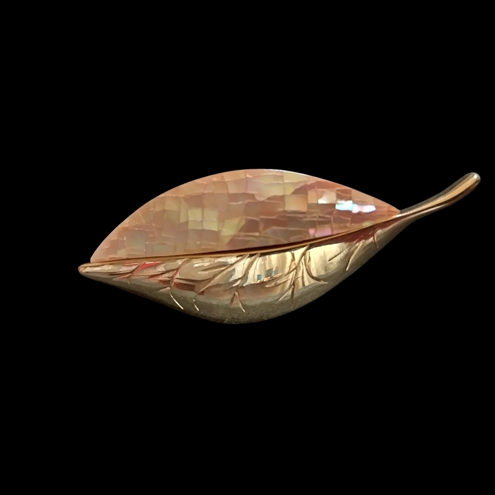 Elegant LC Goldtone Leaf Brooch